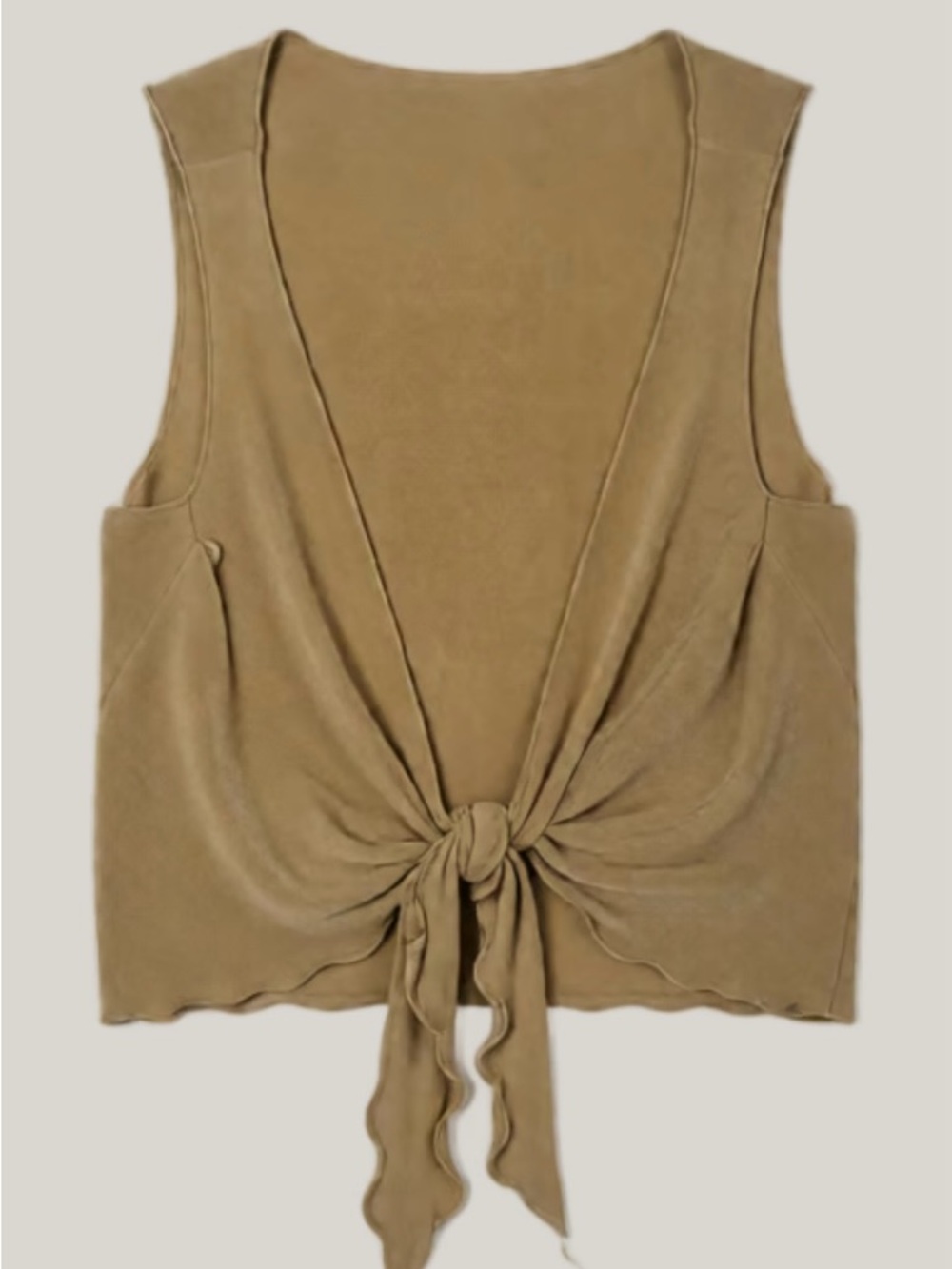 SHEIN Tie-Front Sleeveless Tunic - Brown